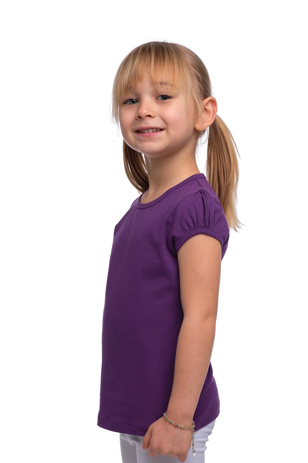 Purple Girl's Short Sleeve Basic T-Shirt