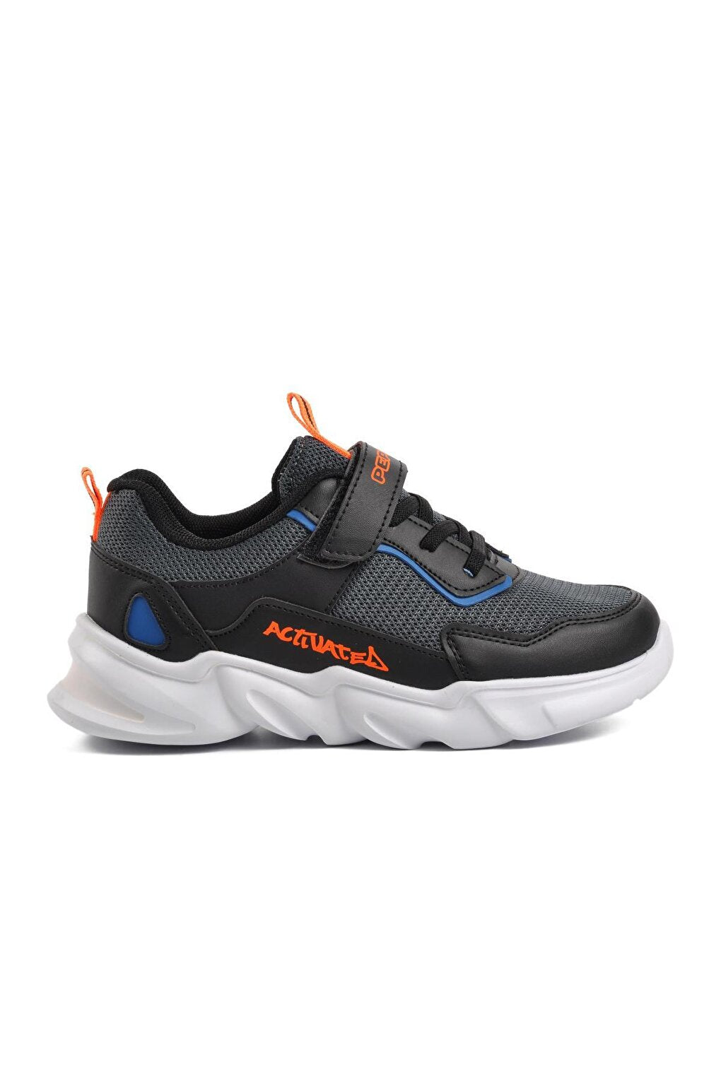 Smoked-Black-Orange Velcro Children's Sports Shoes 1249-F