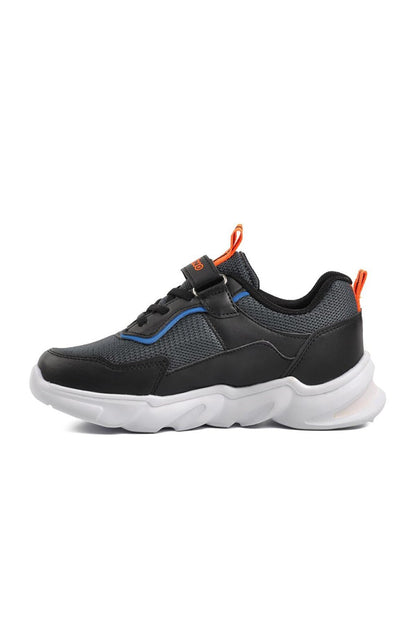 Smoked-Black-Orange Velcro Children's Sports Shoes 1249-F