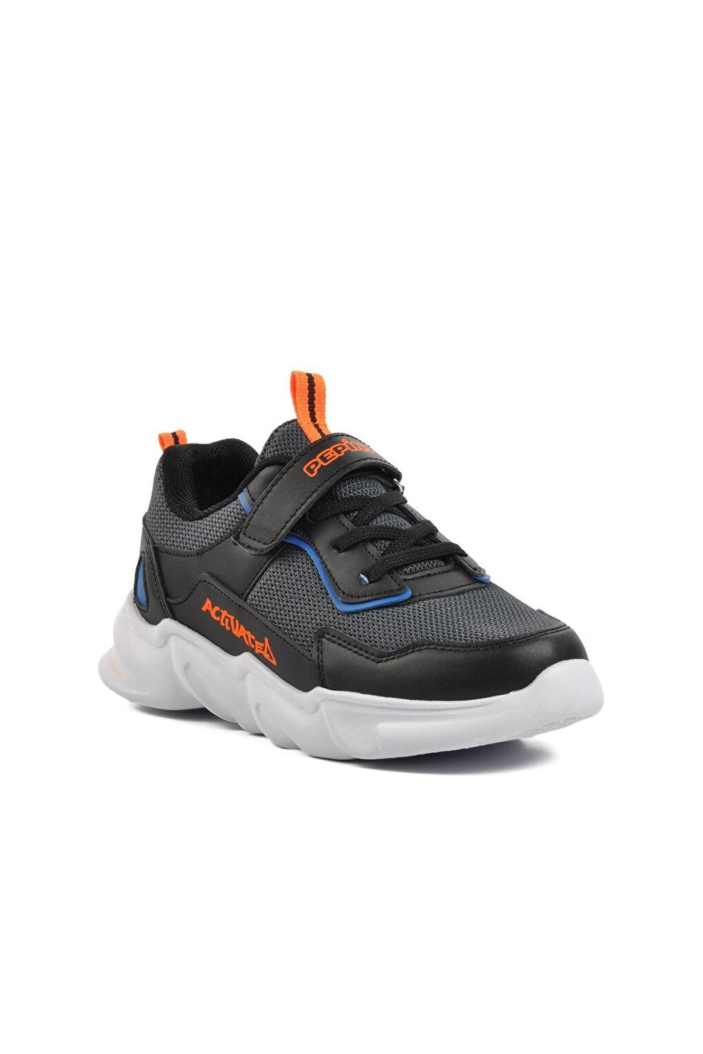 Smoked-Black-Orange Velcro Children's Sports Shoes 1249-F