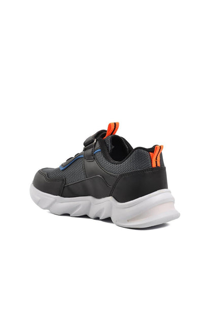 Smoked-Black-Orange Velcro Children's Sports Shoes 1249-F