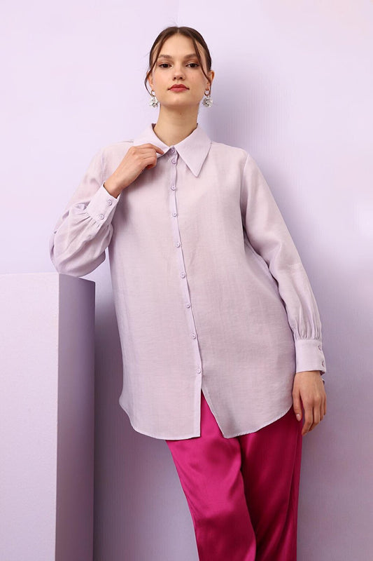 Light Lilac Pointed Collar Shirt Tunic