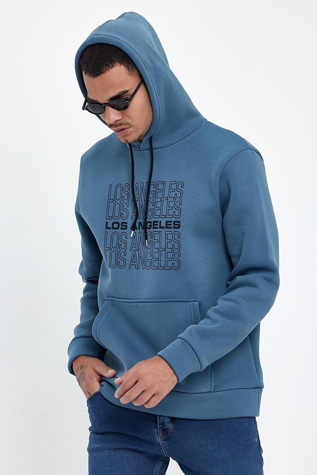 Men's Hooded Comfortable In-mold Fleece 3 thread Los Angeles Printed SweatShirt spr24sw10