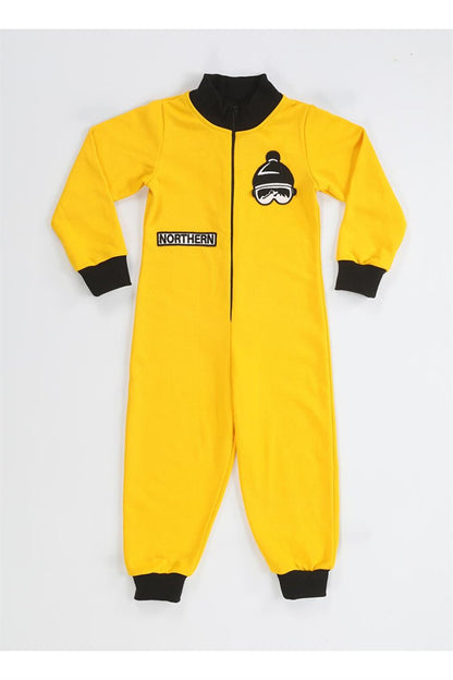 Yellow Space Boy's Zippered Jumpsuit