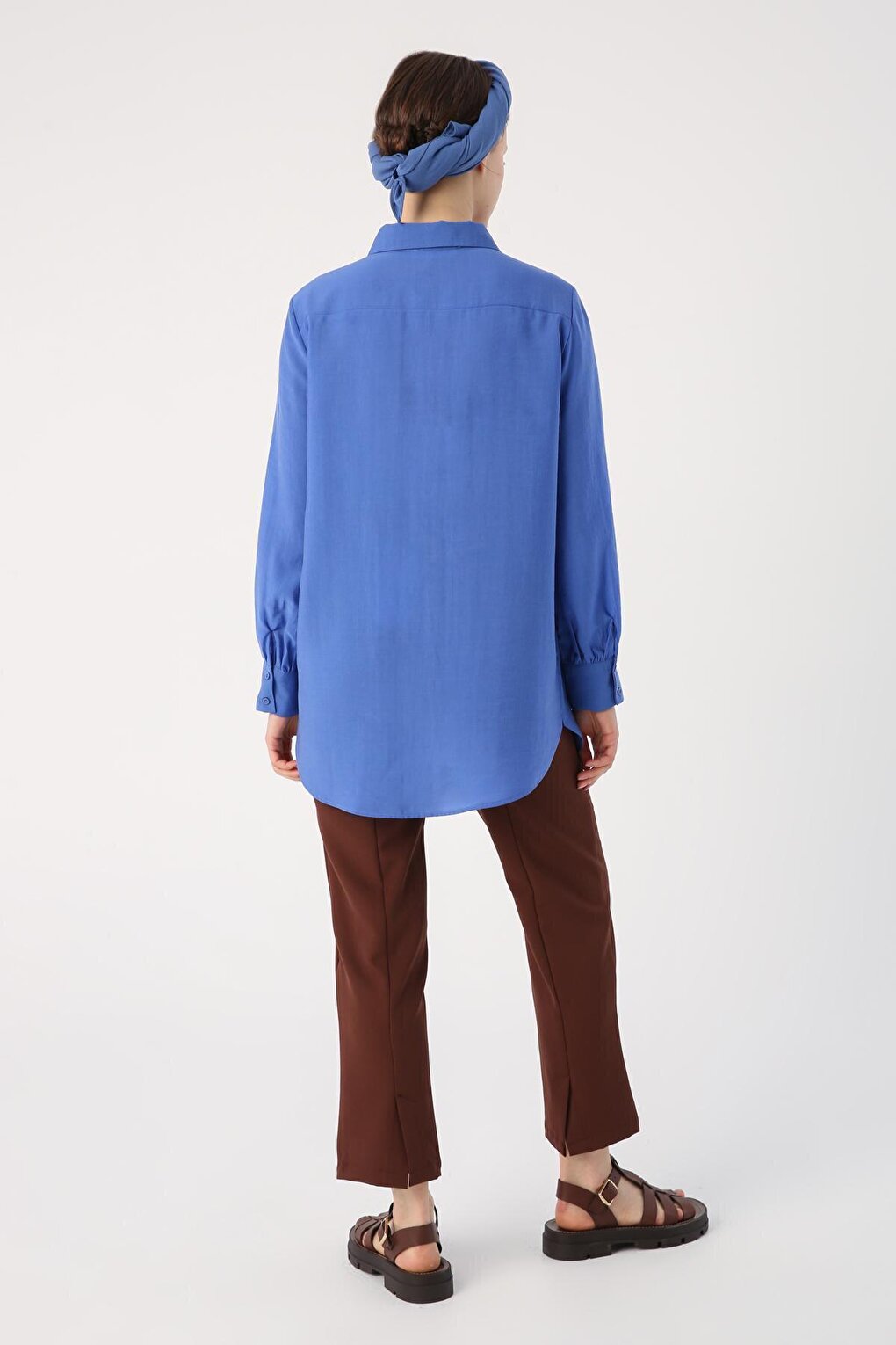 Blue Pointed Collar Shirt Tunic