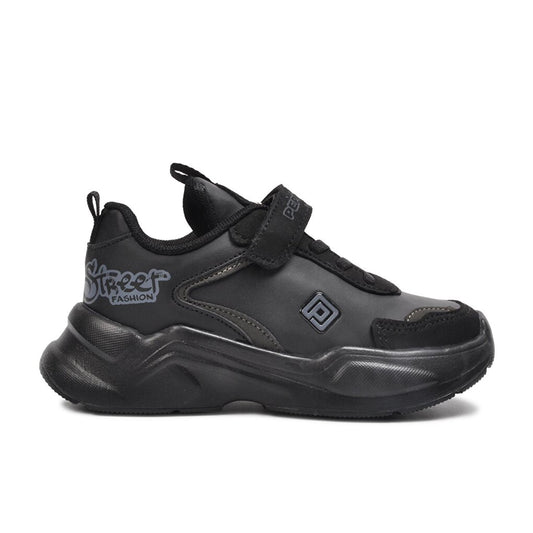 Black-Smoked Velcro Boys' Sports Shoes 935-P