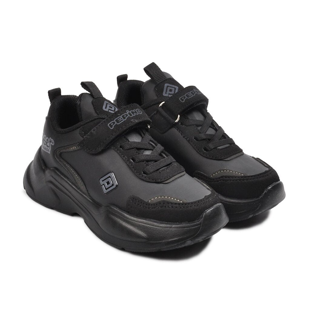 Black-Smoked Velcro Boys' Sports Shoes 935-P