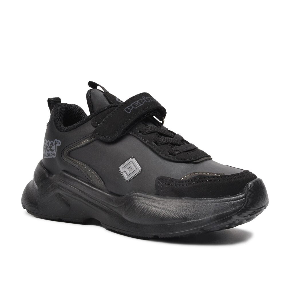 Black-Smoked Velcro Boys' Sports Shoes 935-P