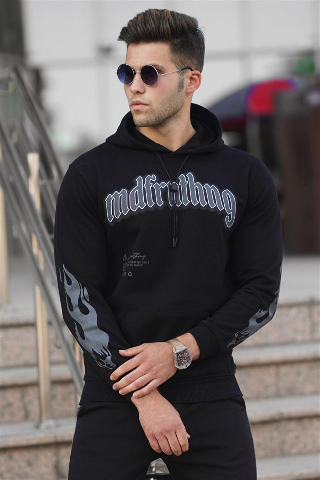 Black Printed Men's Sweatshirt 5312