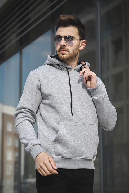 Janvier Three Thread Rose Gold Fitted Hooded Basic Men's Sweatshirt