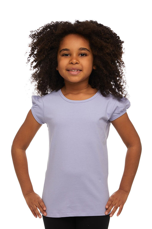 Light Lilac Girl's Short Sleeve Basic T-Shirt