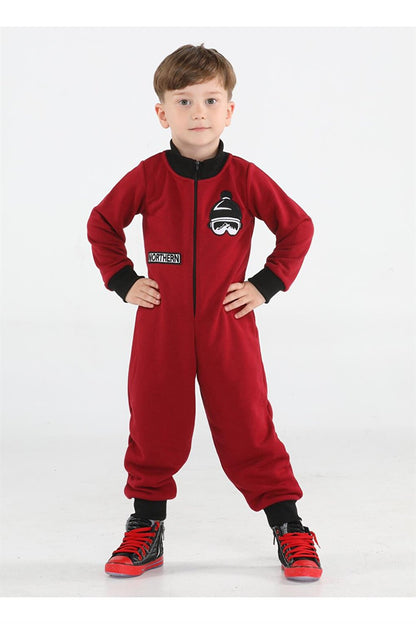 Claret Red Boy's Space Jumpsuit