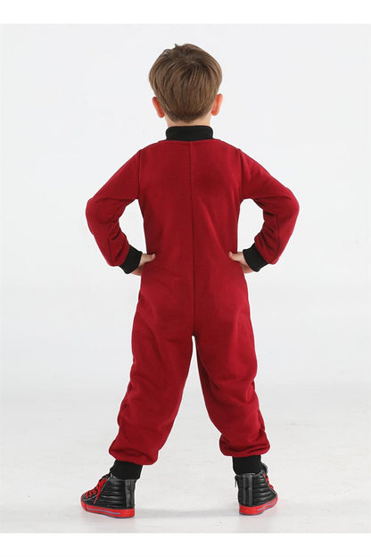 Claret Red Boy's Space Jumpsuit