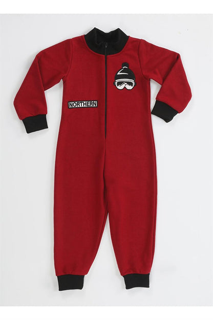 Claret Red Boy's Space Jumpsuit