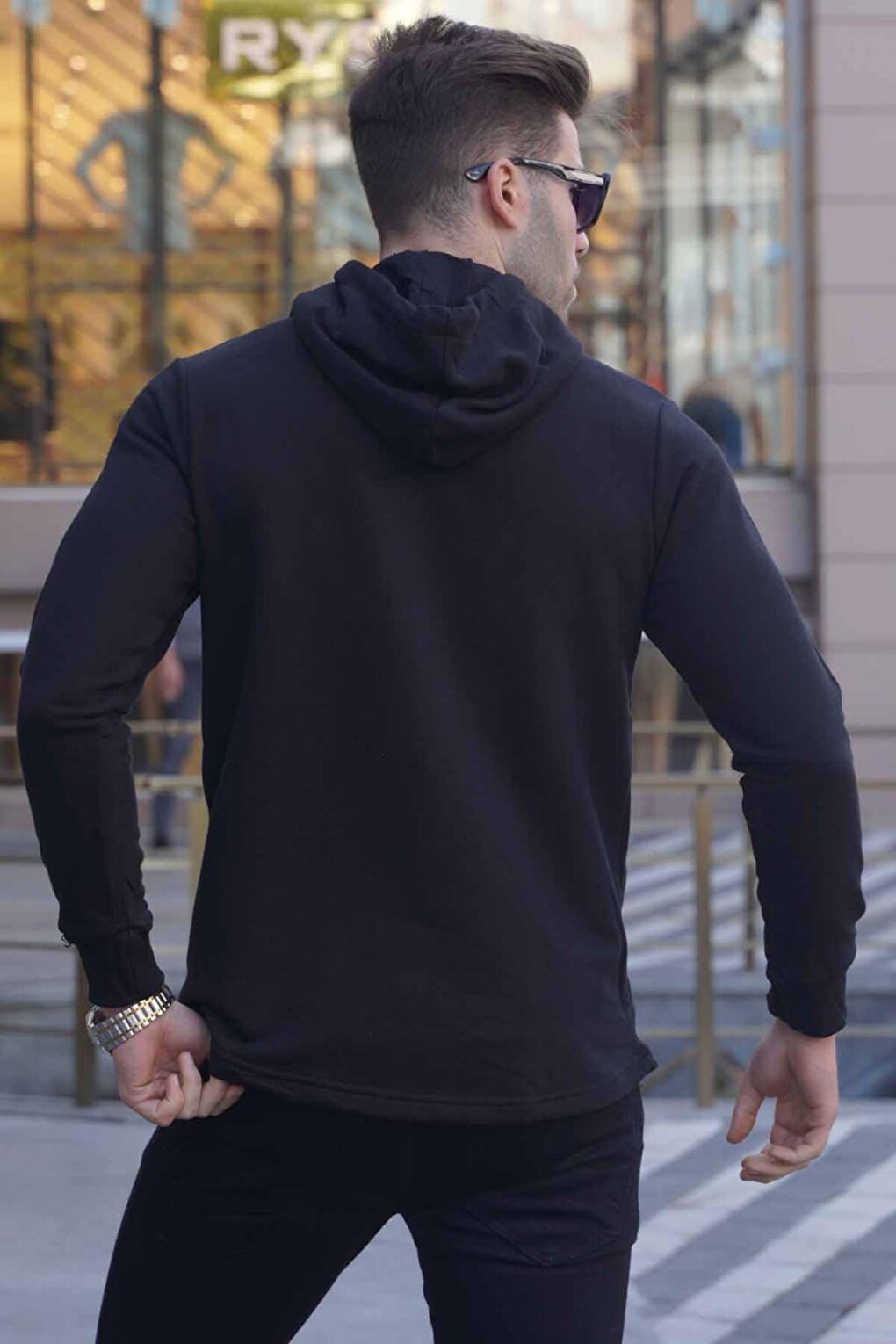 Hooded Printed Sweatshirt Black 2779