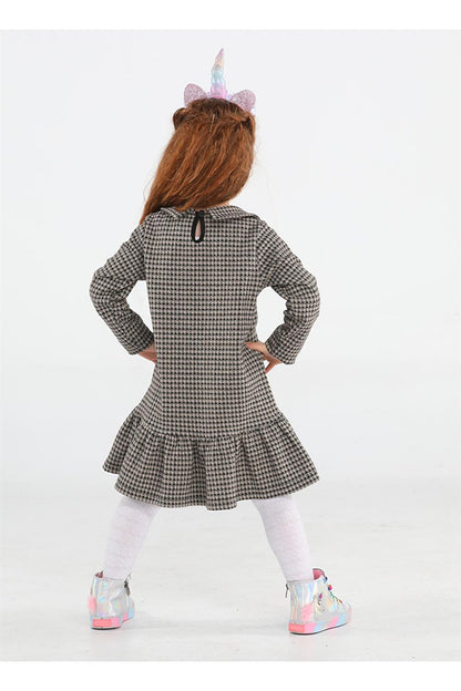 Unicorn Plaid Ruffle Girls Dress