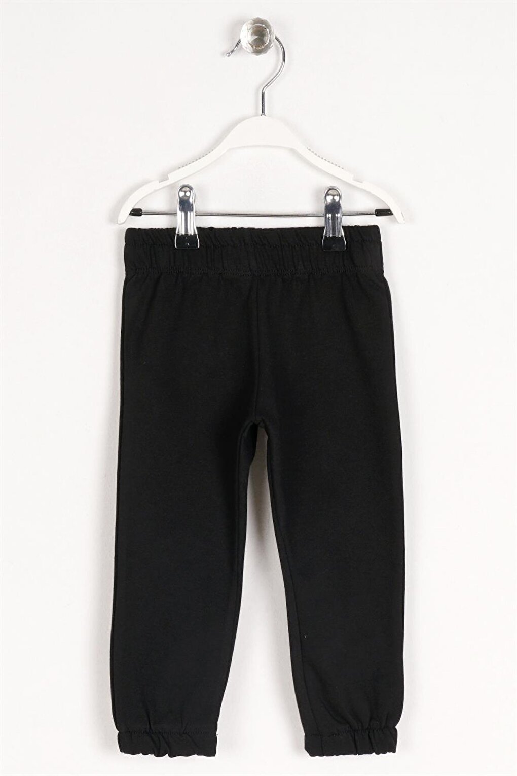 Children's Unisex Black Colored Sweatpants with Elastic Waist and Cuff