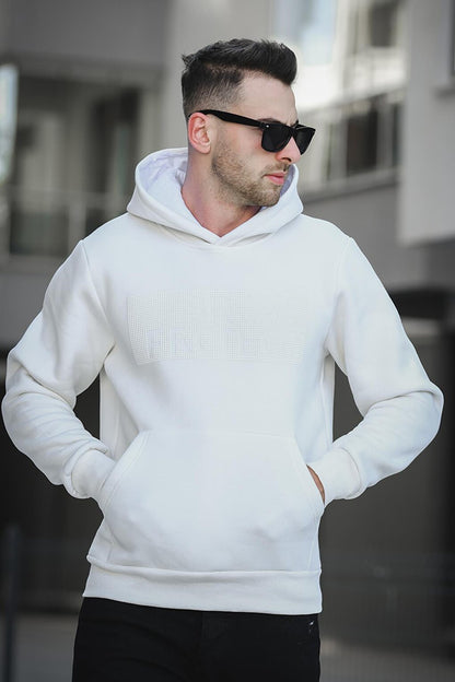 Break Three Thread Raised Printed Hooded Men's Sweatshirt