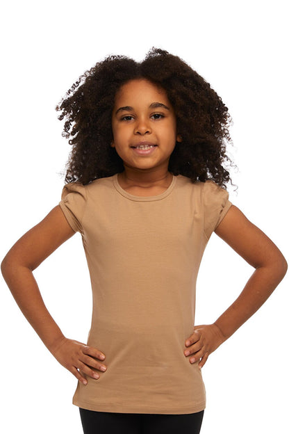 Milk Brown Girl's Short Sleeve Basic T-Shirt