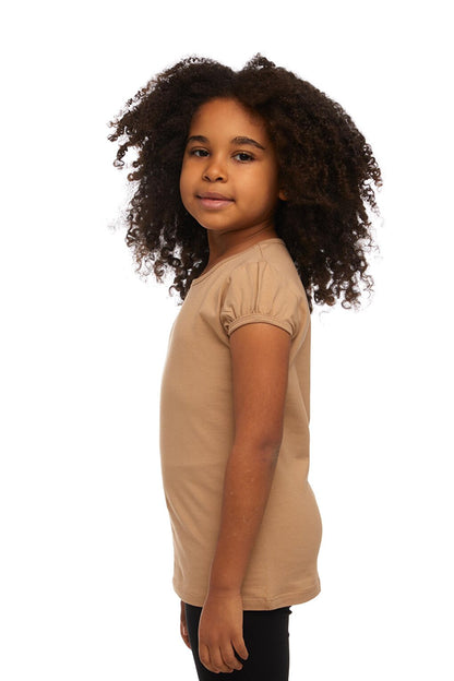 Milk Brown Girl's Short Sleeve Basic T-Shirt