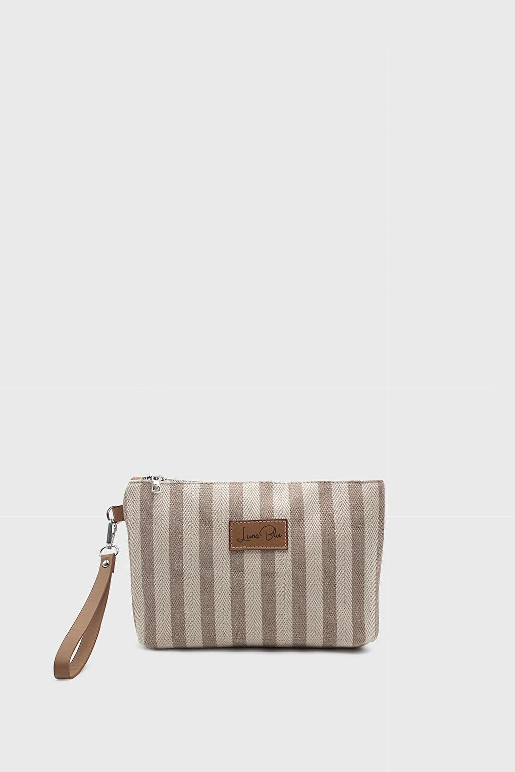 Women's Striped Linen Clutch Bag