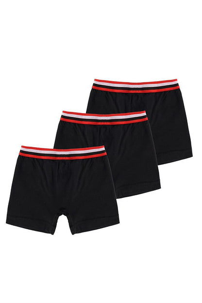 Boy's Black Colored 3 Pack Basic Cotton Boxers