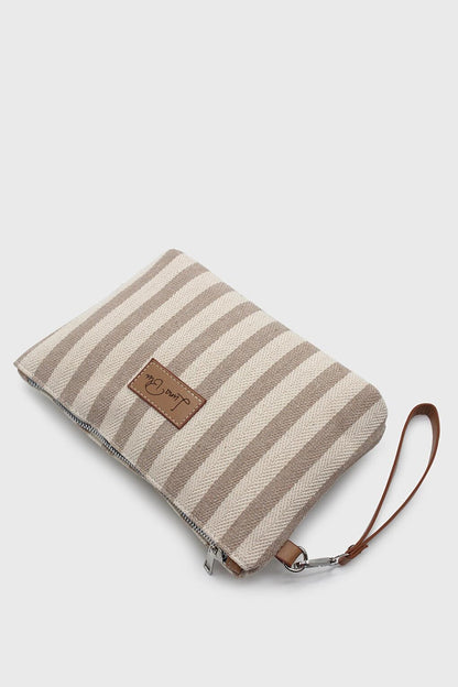 Women's Striped Linen Clutch Bag