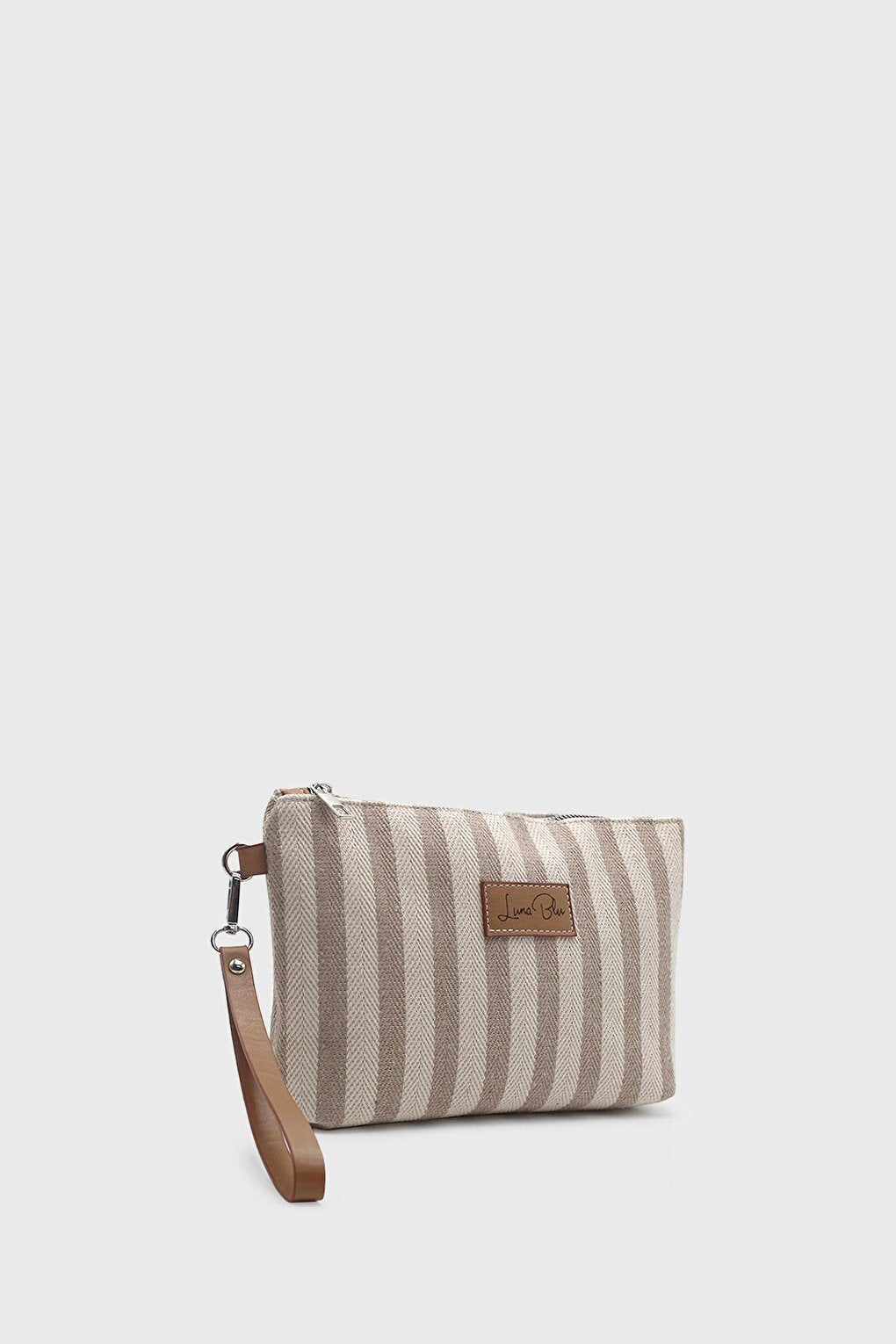 Women's Striped Linen Clutch Bag