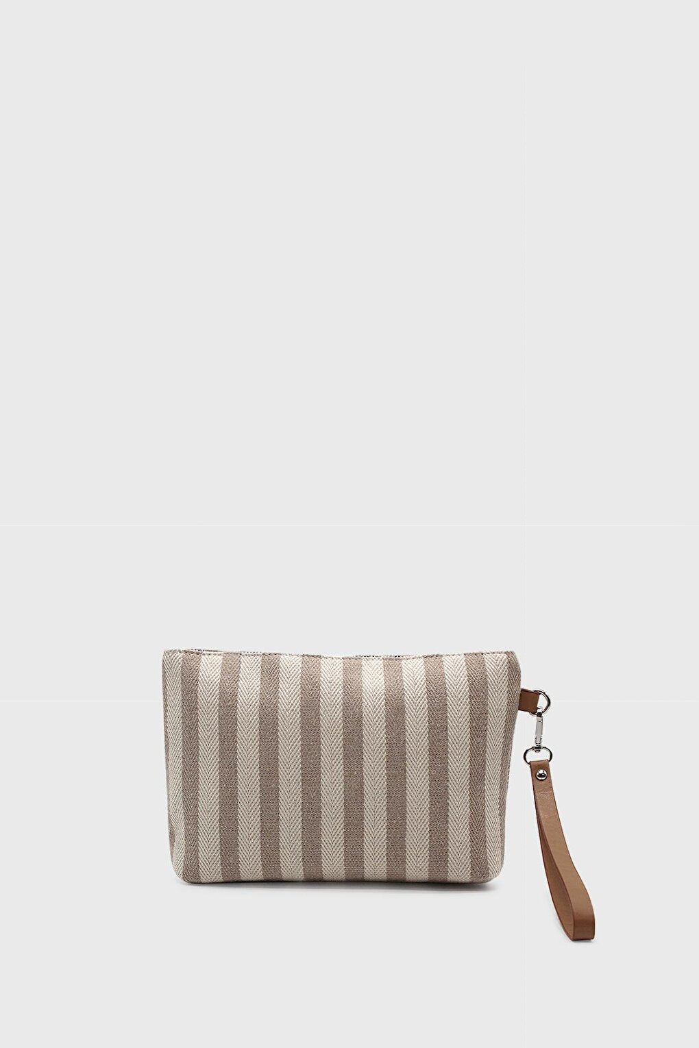 Women's Striped Linen Clutch Bag