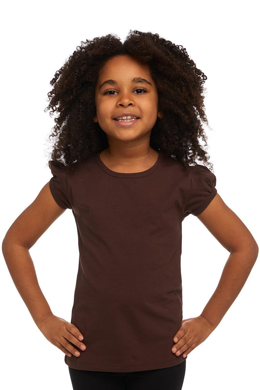 Brown Girl's Short Sleeve Basic T-Shirt