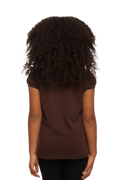 Brown Girl's Short Sleeve Basic T-Shirt