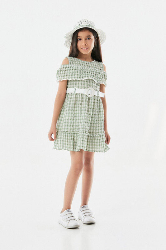 Gingham Patterned Hat Girl's Dress