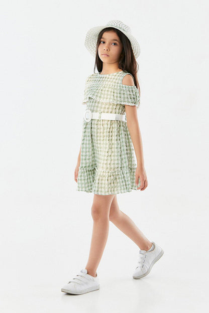 Gingham Patterned Hat Girl's Dress