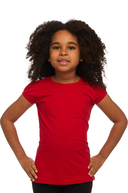 Light Red Girl's Short Sleeve Basic T-Shirt