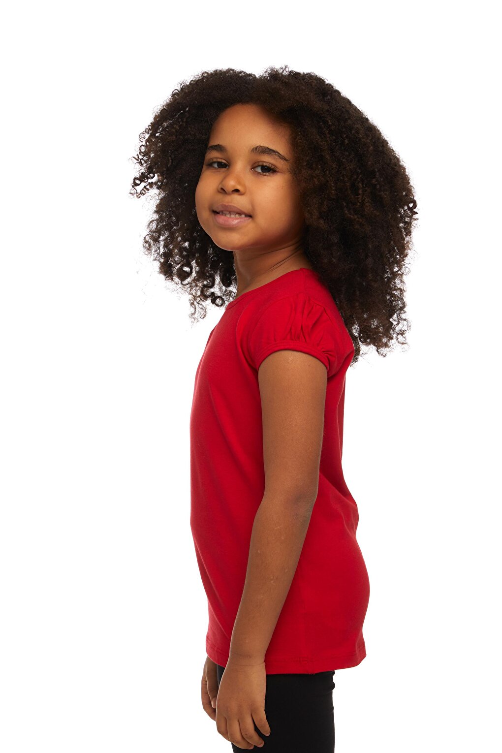 Light Red Girl's Short Sleeve Basic T-Shirt