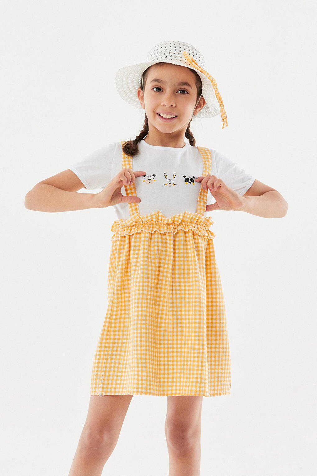 Gingham Hat Girl's Salopet