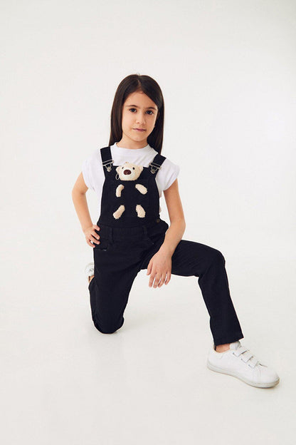 Children's Denim Salopet with Teddy Bear Detail