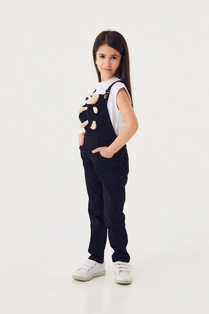 Children's Denim Salopet with Teddy Bear Detail