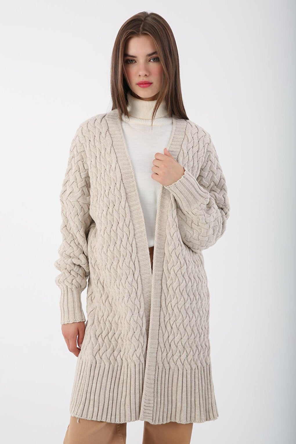 Stone Basket Braided Comfortable Fit Knitwear Cardigan