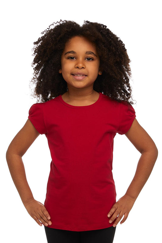 Red Girl's Short Sleeve Basic T-Shirt