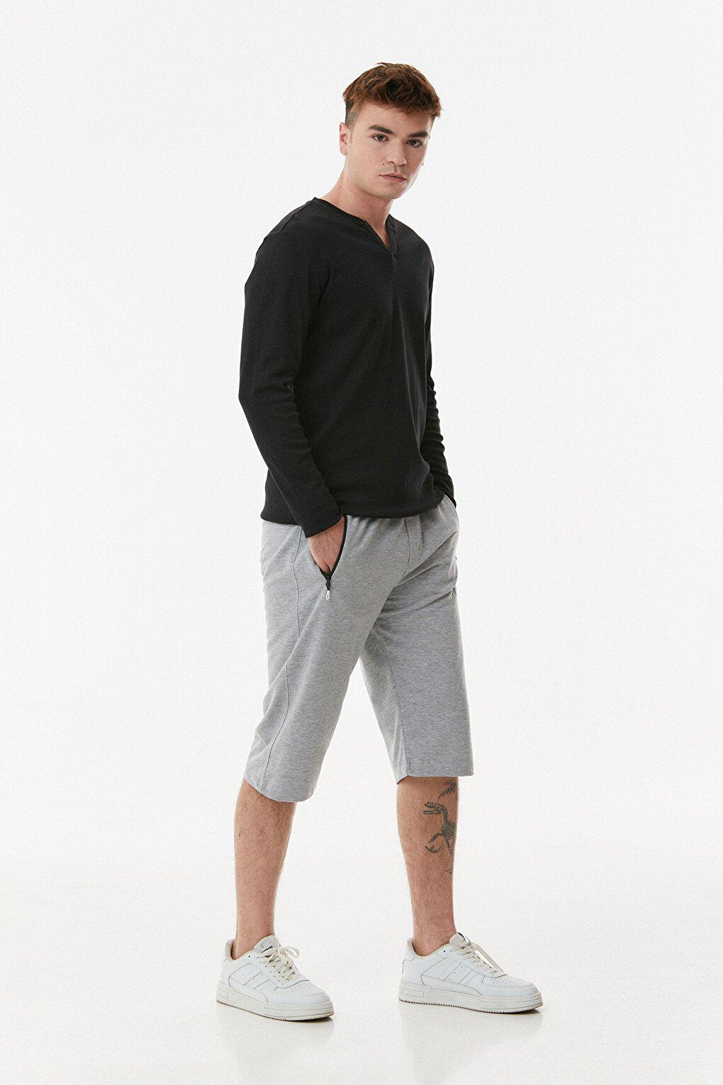 Text Printed Pocket Zippered Shorts