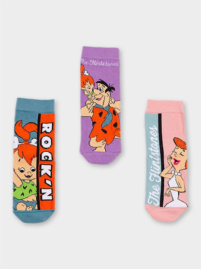 Stone Age Licensed Girl's 3 Pairs Socks 20493