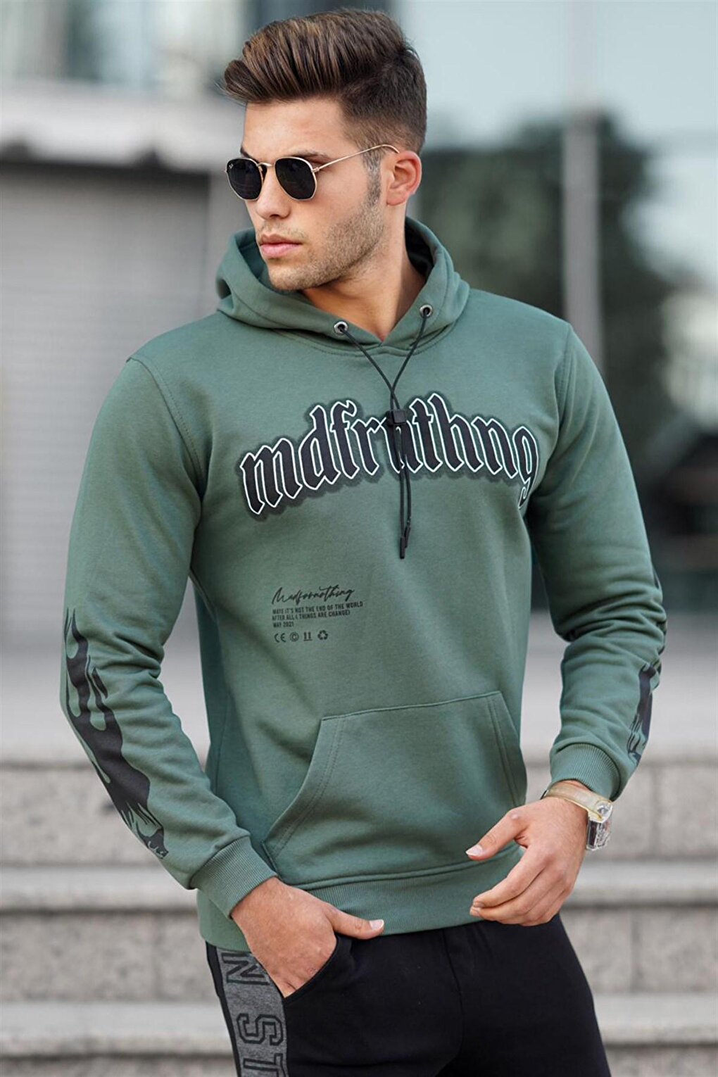 Khaki Printed Men's Sweatshirt 5312