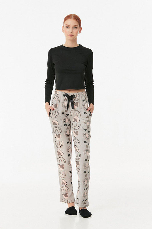 Panda Printed Pocket Fleece Pajama Bottoms