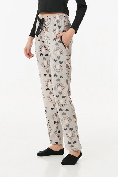 Panda Printed Pocket Fleece Pajama Bottoms