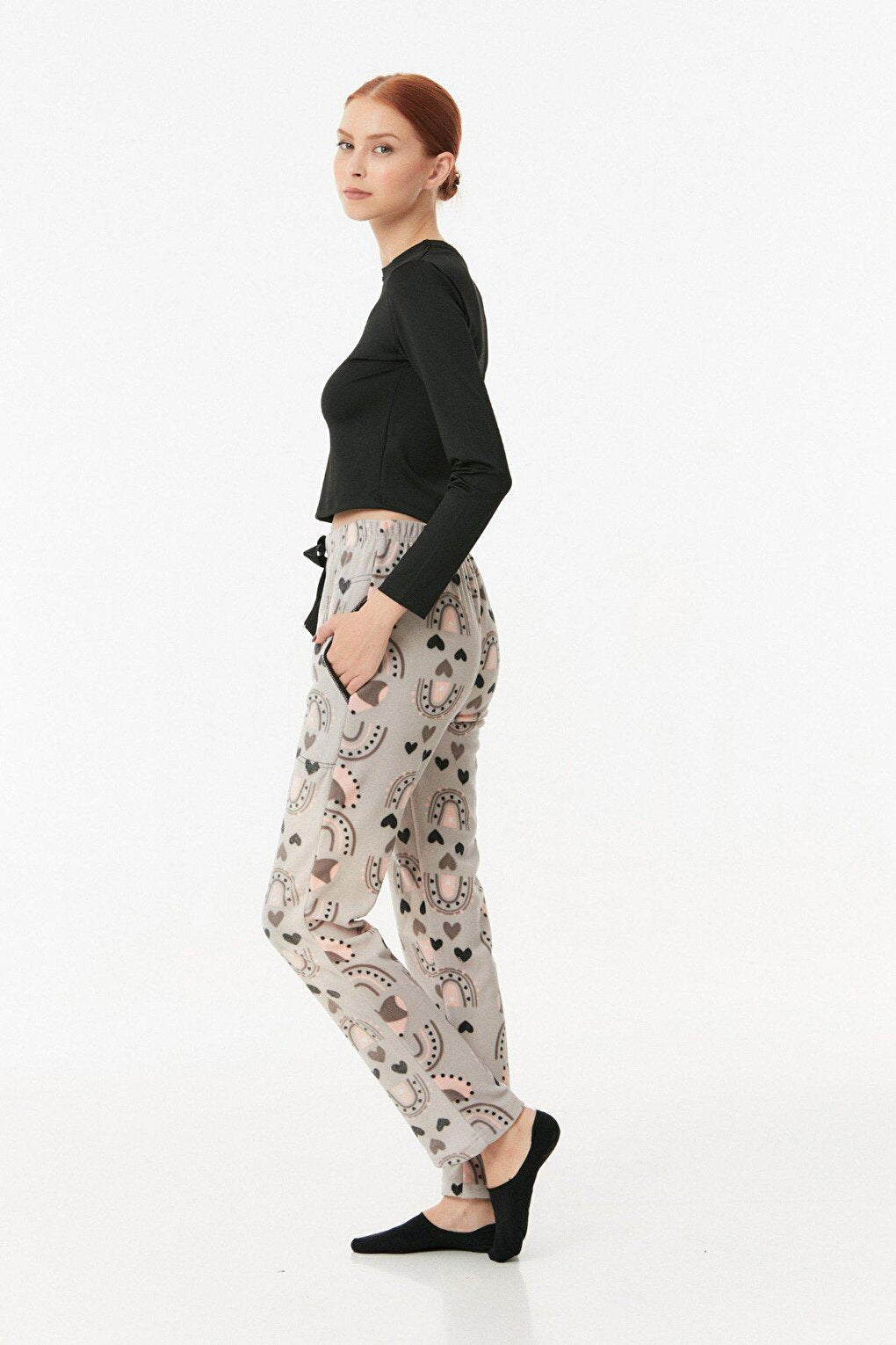 Panda Printed Pocket Fleece Pajama Bottoms