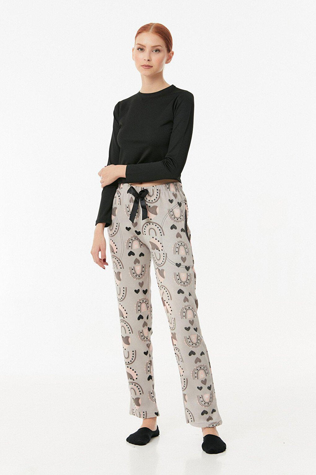 Panda Printed Pocket Fleece Pajama Bottoms