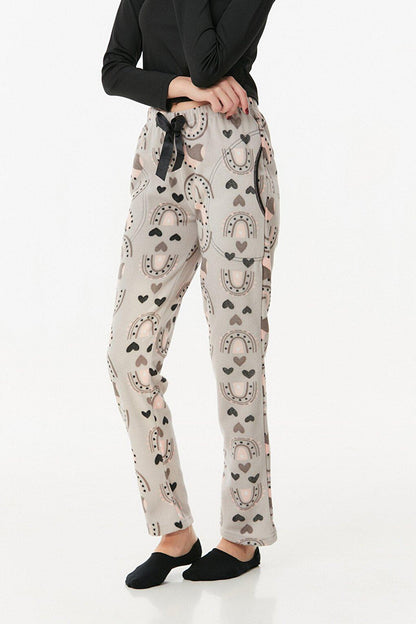 Panda Printed Pocket Fleece Pajama Bottoms