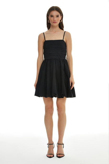 Strappy Balloon Mini Dress Black