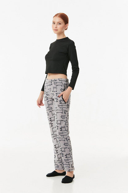 Printed Fleece Pajama Bottoms